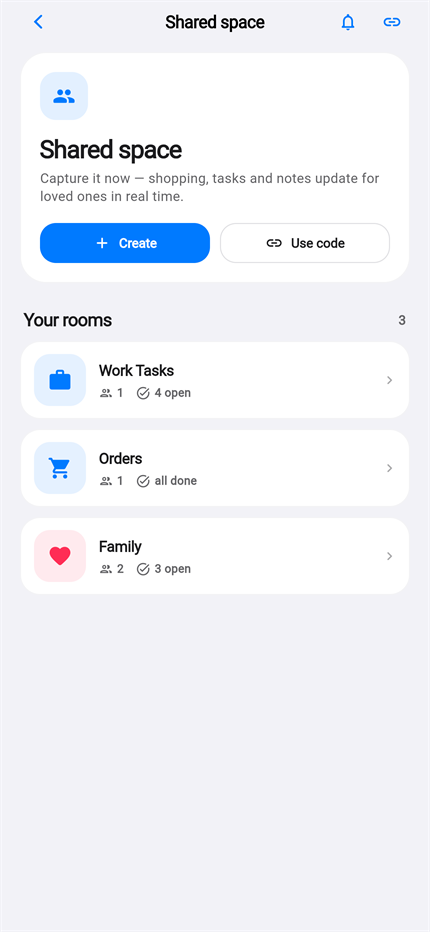 Life Tracker shared spaces