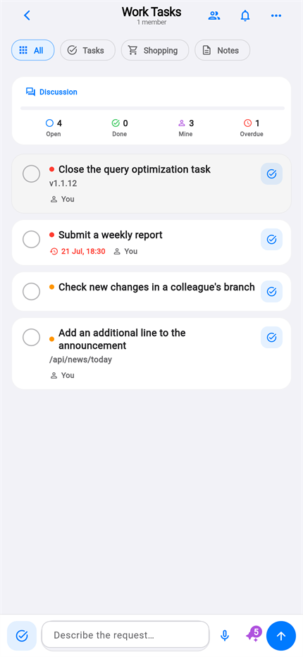 Life Tracker shared tasks