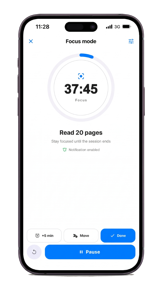 A focus session in Life Tracker